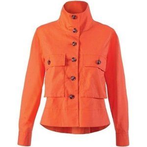 *CAbi #5098 Tiger Lily Long Sleeve Orange Resort Swing Jacket Womens XS Button